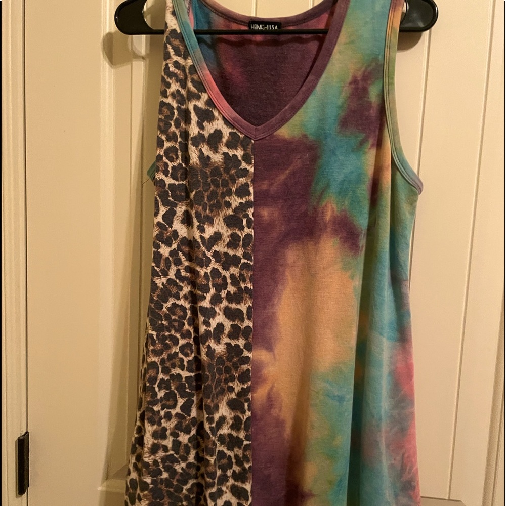 Half cheetah, half tie dye dressy tank worn once